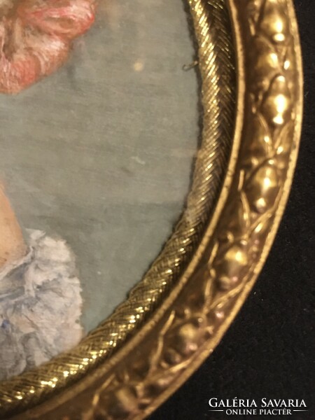 Antique miniature in fire-gilded, bronze frame!!!! 12.5 cm!!