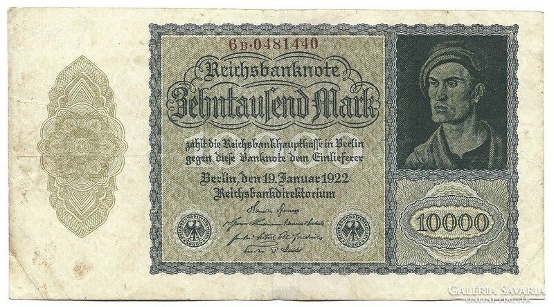 10000 Brand 1922 small size private company printing 7-digit serial number Germany 1.
