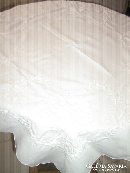 Beautiful white embroidered tablecloth