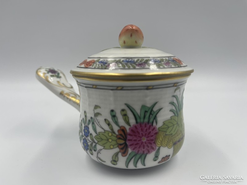 Old Herend richly painted colorful Indian flower basket pattern chocolate sauce spout
