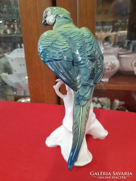 Német,Germany Volkstedt Karl Ens Nagy Méretű Papagáj,Kakadú Porcelán Figura.24.5 cm