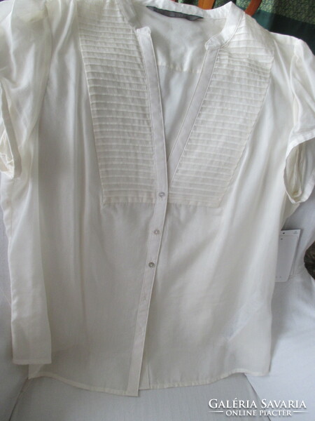 Bone-colored muslin blouse, zara, caterpillar silk and cotton