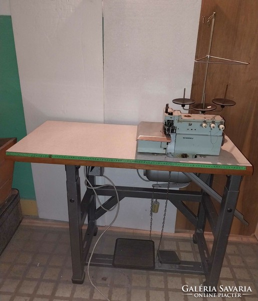 Three-thread textima industrial interlock sewing machine, riveter 220v, good condition