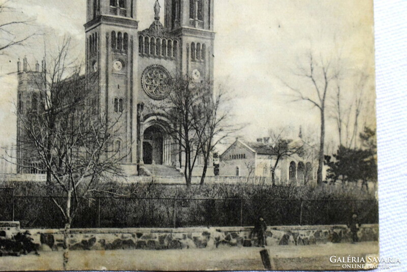 Fót / Róm kat church photo postcard 1913? Bad condition!