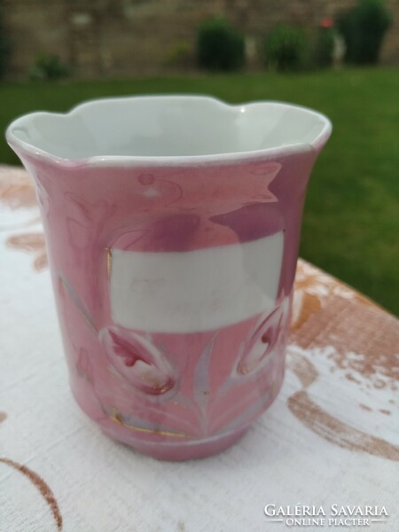Antique porcelain, pink cup, glass for sale!