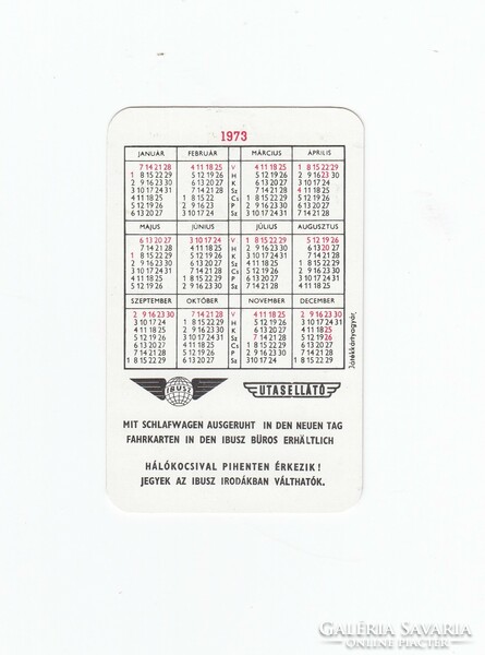 Utasellátó 1973 card calendar (25 years of Utasellátó)