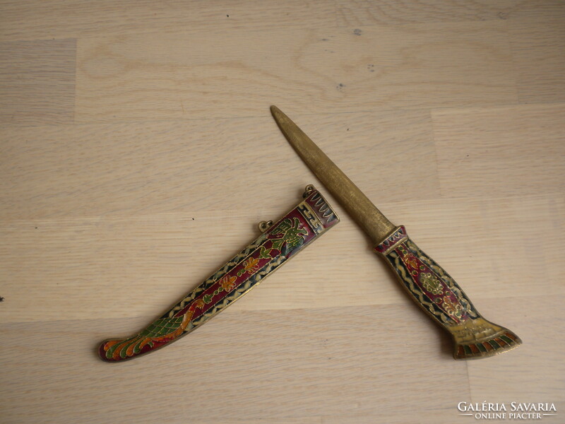Decorative enameled brass dagger, decorative dagger