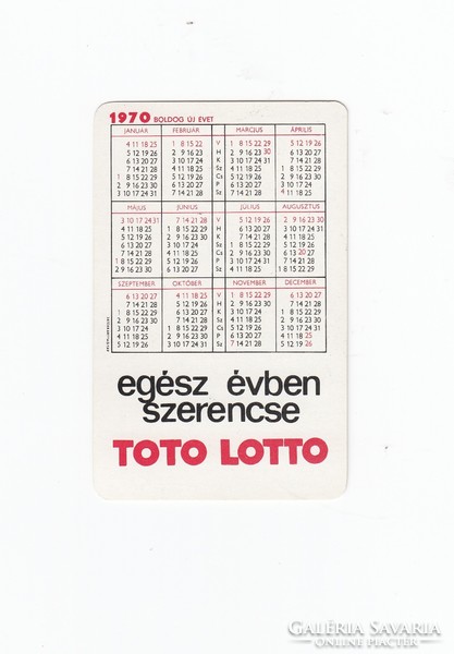 TOTO LOTTO 1970 kártyanaptár