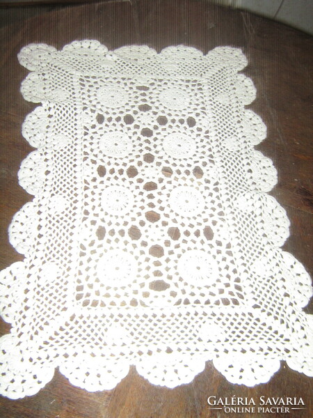 Beautiful white antique hand-crocheted tablecloth
