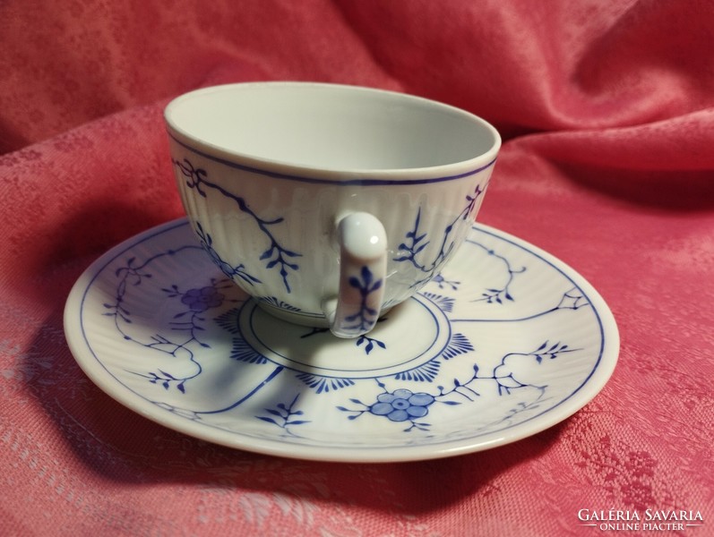 Antik, Immortelle mintás porcelán kávés csésze aljjal