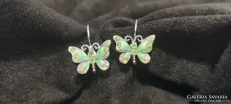 Butterfly earrings with green swarovski stones