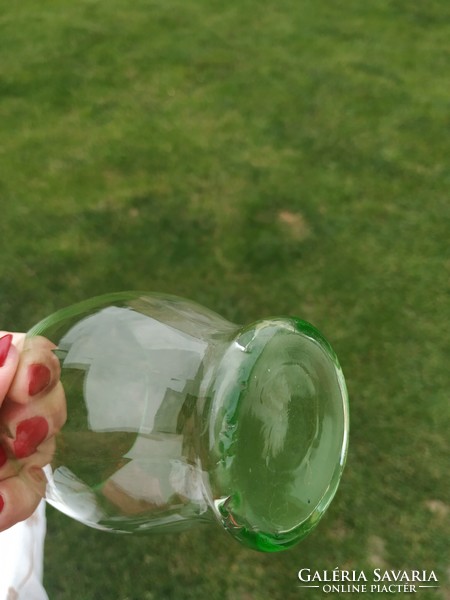 2 antique green glass wine glasses for sale!