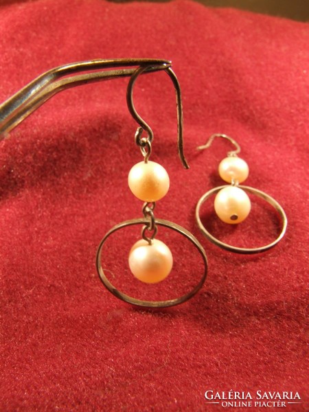 Silver earrings with pearls (080303)