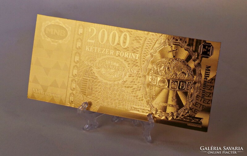 Gold-plated millennium HUF 2000 banknote