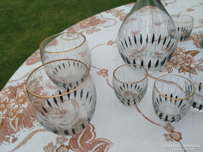 Retro liquor set, drink set + 2 wine glasses for sale!