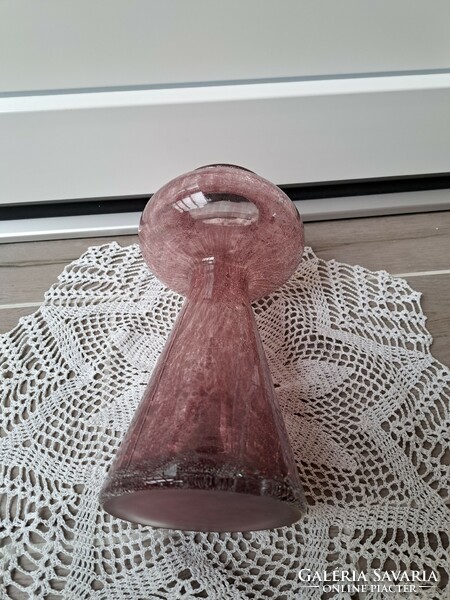 Retro ritka  színű  váza repesztett Gyönyörű  Fátyolüveg fátyol karcagi berekfürdői üveg