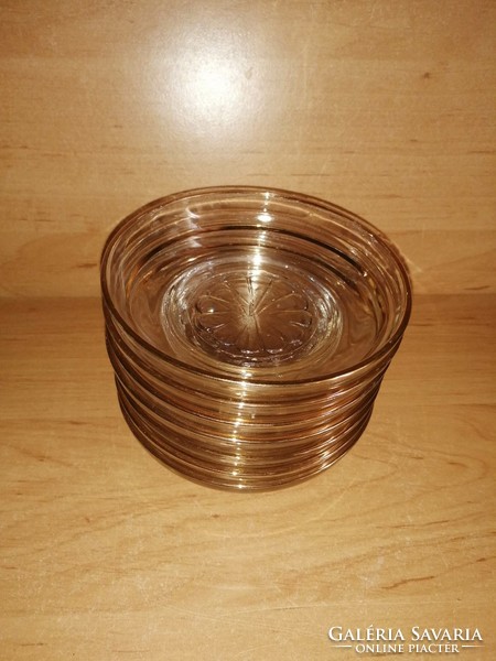 Retro üveg arany csíkos kistányér 7 db egyben - átm. 10,5 cm (2p)