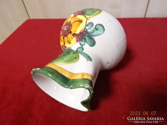 Hand-painted glazed ceramic jug, with twisted handle, height 15.5 cm. Jokai.