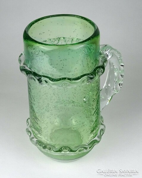 1L787 old large green blown glass jar 20 cm