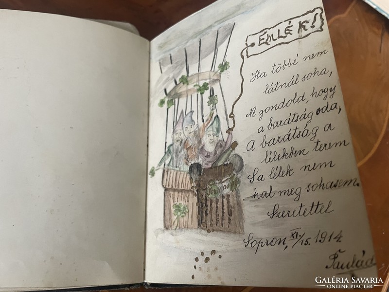 Memory book 1913-1916 with beautiful drawings and thoughts