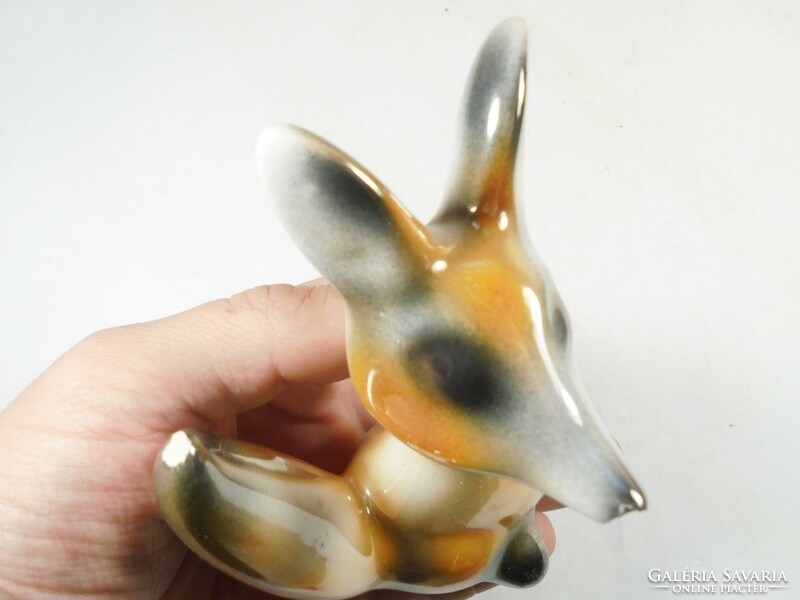 Retro old ceramic fox figure sculpture