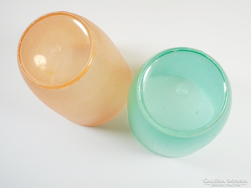 Retro régi zöld és narancssárga színű műanyag pohár 2 db