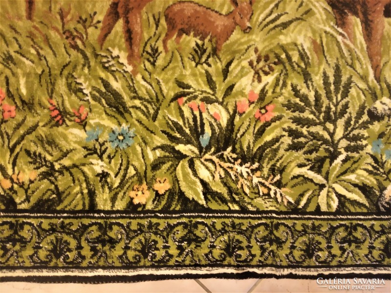 Antique silk moquette tapestry - deer
