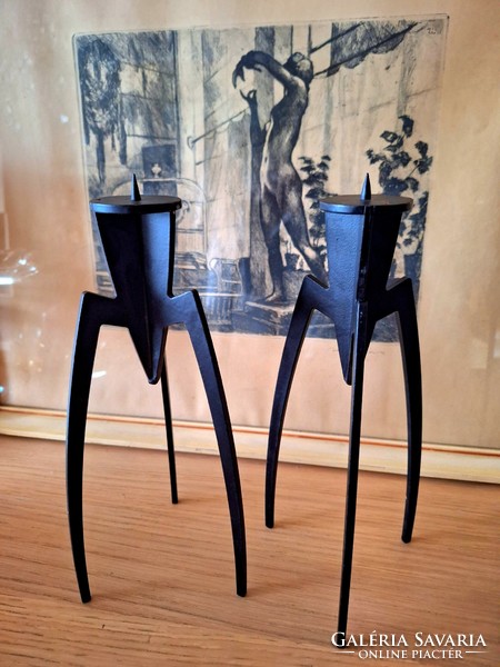 Modernist metal candle holder