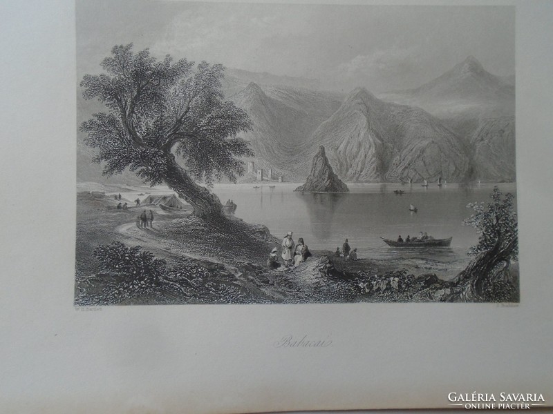 Za450.7 Babakai rock - Danube valley - Romanian-Serbian section of the Danube - 1842 w. Bartlett steel engraving