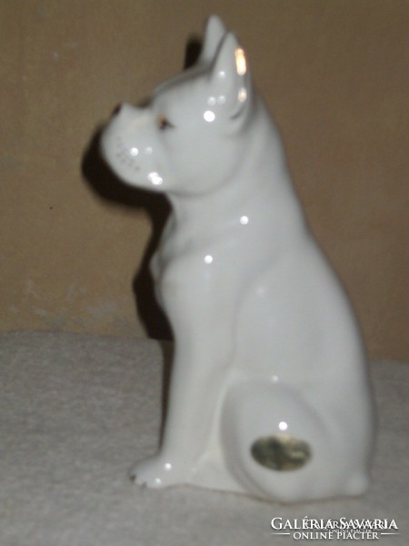Gilded white boxer dog statue