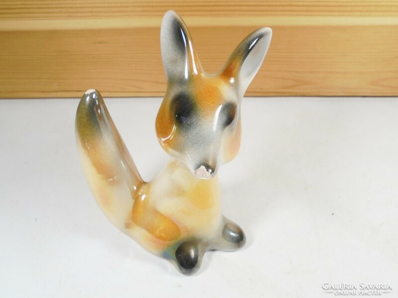 Retro old ceramic fox figure sculpture