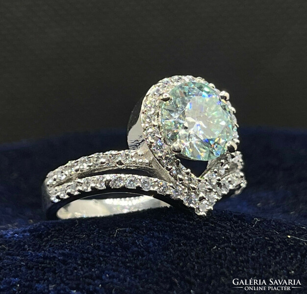 3.54Ct vvs1 Valodi round blue-white moissanite diamond 925 sterling silver ring