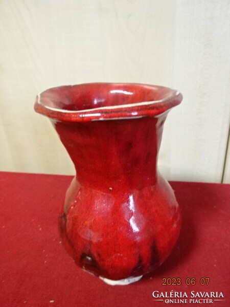 Német mázas kerámia váza, sérült ember munkája, magassága 16 cm. Jókai.