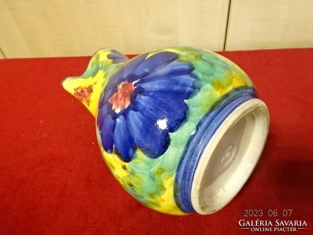 Hand-painted glazed ceramic jug, height 19.5 cm. Jokai.