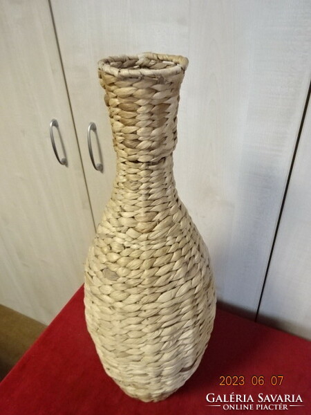 Kukorica csuhéjból font nagy Bjerke váza, magassága 58 cm. Jókai.