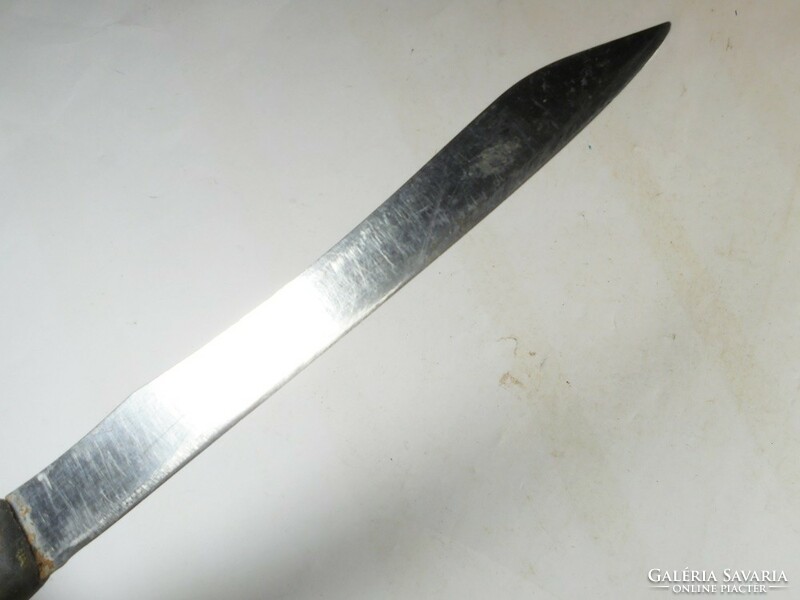 Antik régi henteskés konyhai kés fa nyéllel kb. 1900-as évek elejéről