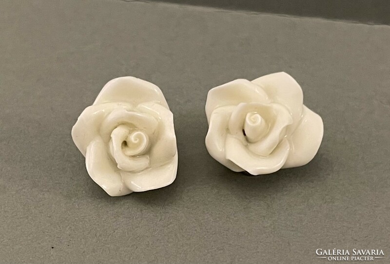 Antique porcelain rose earring clip rarity