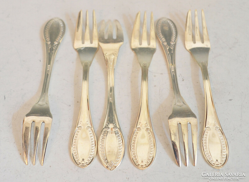 Silver pastry fork (sharp) in a set - 6 persons (nf19)