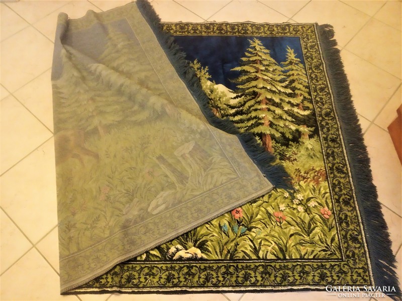 Antique silk moquette tapestry - deer
