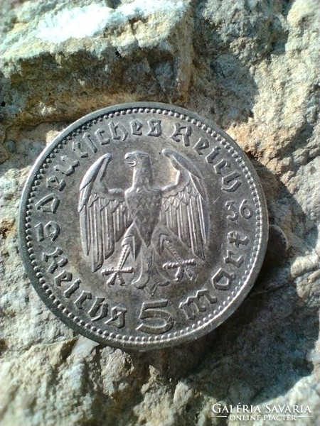 Germany paul von hindenburg (1847-1934) silver 5 imperial marks 1936 a