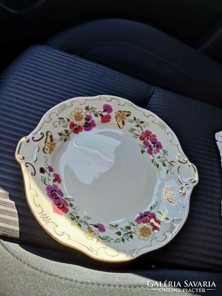 Zsolnay butterfly pattern cake plate, gilding slightly worn