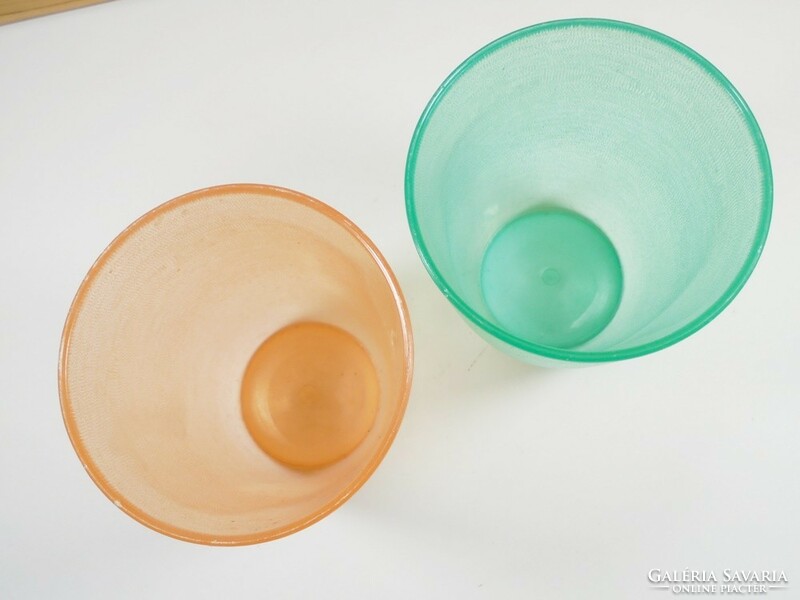 Retro old green and orange plastic cups 2 pcs