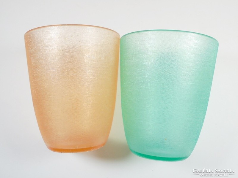 Retro old green and orange plastic cups 2 pcs