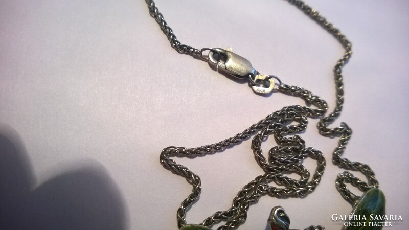 Enamel-cultured pearl, silver necklace-necklace 925 43 cm-unique piece,,jewellery