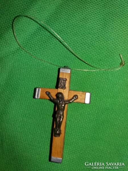 Antique wood - bronze metal crucifix cross corpus pilgrim memorial pendant 5 cm according to pictures