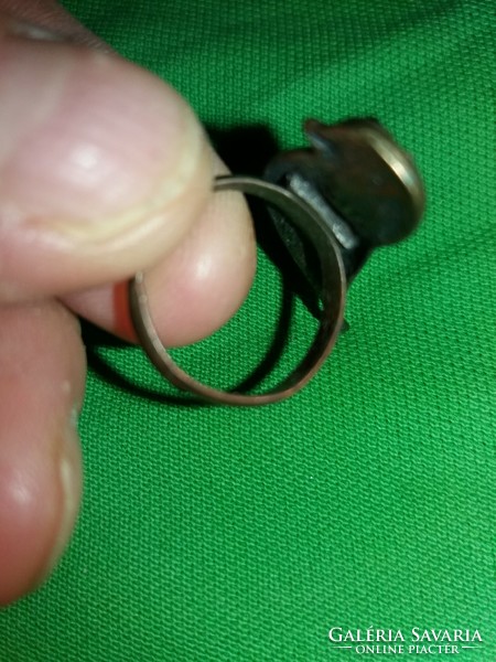 Retro copper ring with rhinestones, bird jewelry as shown