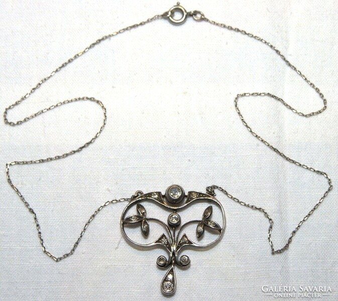 Art Nouveau handmade necklaces embellished with antique gold & silver diamonds