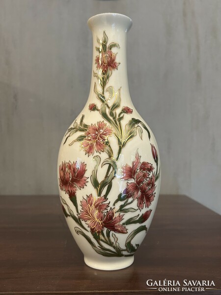 Zsolnay carnation pattern vase