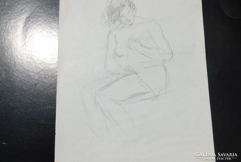 László Mattyasovszky-zsolnay (1885-1935) standing female nude, pencil drawing, graphic