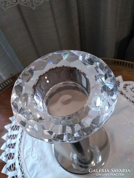 Modern gyertyatartó gyémánt csiszolású kristály